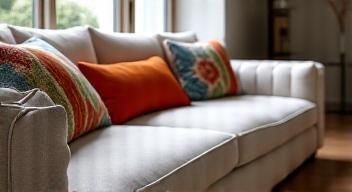 Canapé sur mesure avec coussins à motifs